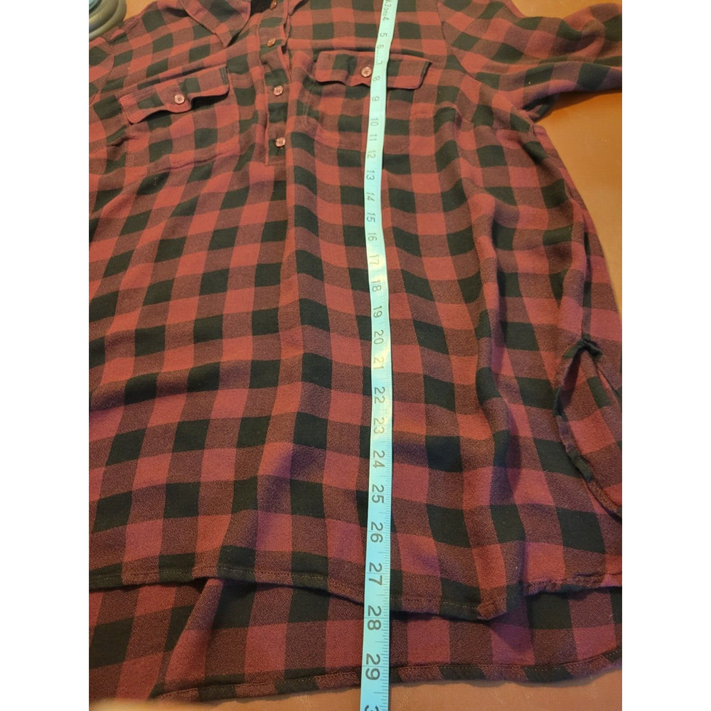 Lane Bryant Red Black Plaid 1/2 Button Roll Tab Sleeve Shirt‎ Women's Size 18/20 - Picture 10 of 10